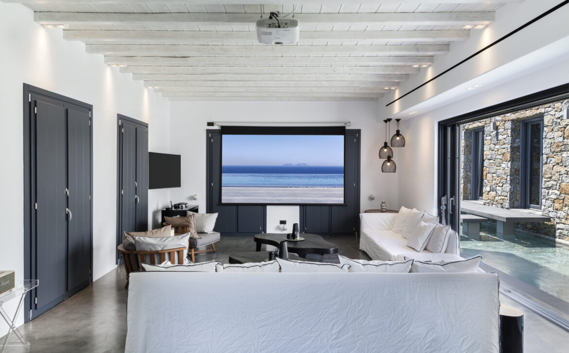 Mykonos luxury villa with tennis court and sea view