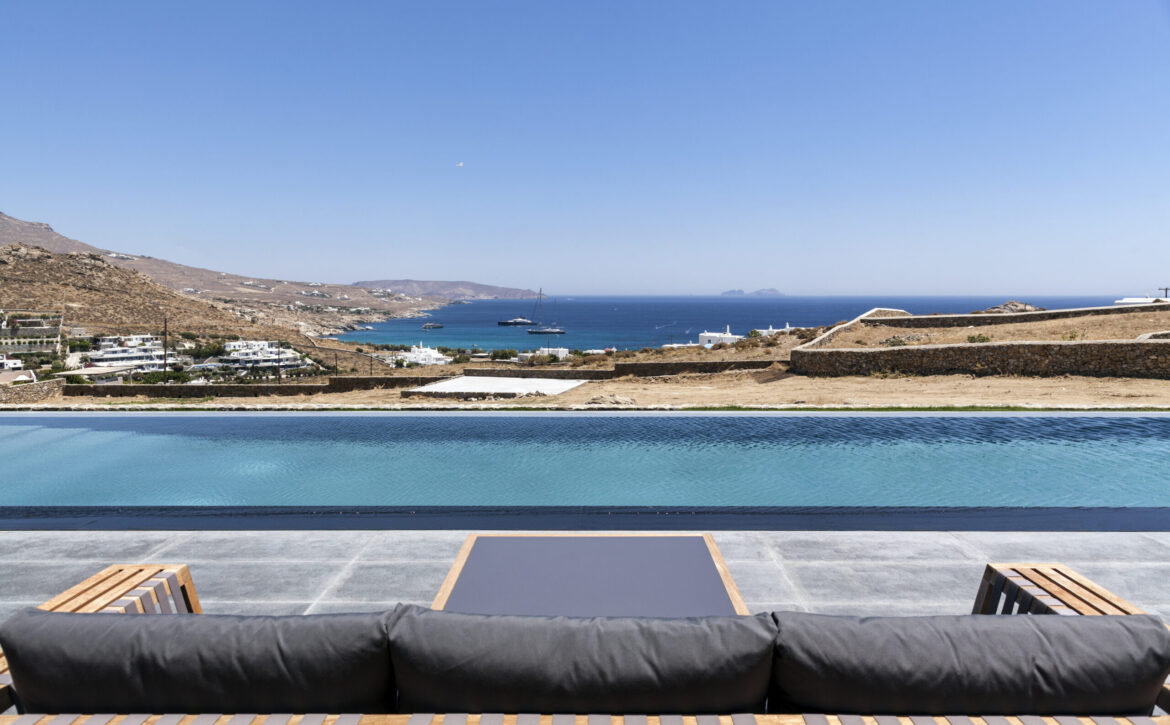 Mykonos luxury villa with tennis court and sea view