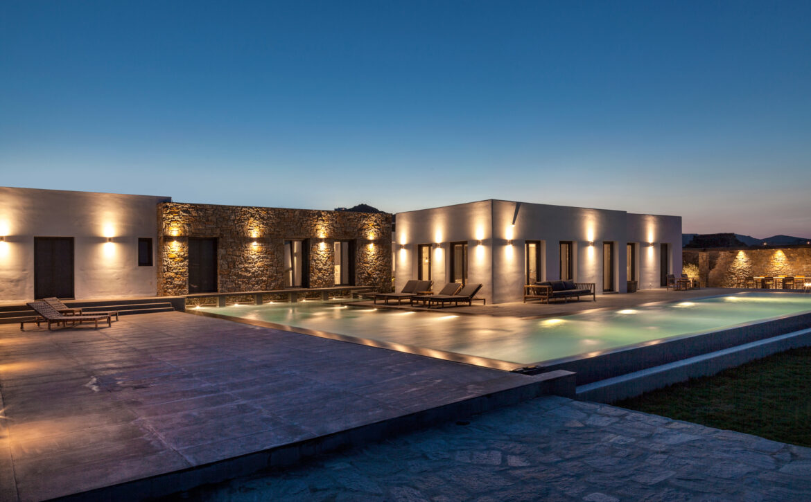 Mykonos luxury villa with tennis court and sea view